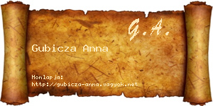 Gubicza Anna névjegykártya
